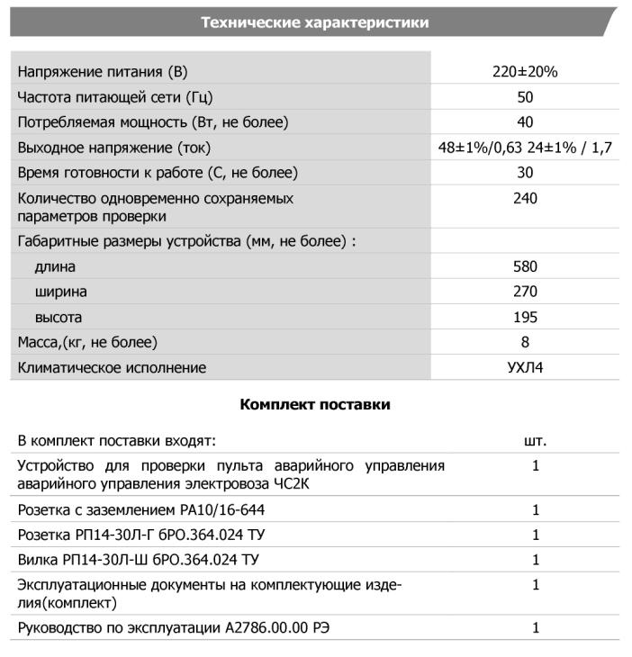 Технические характеристики